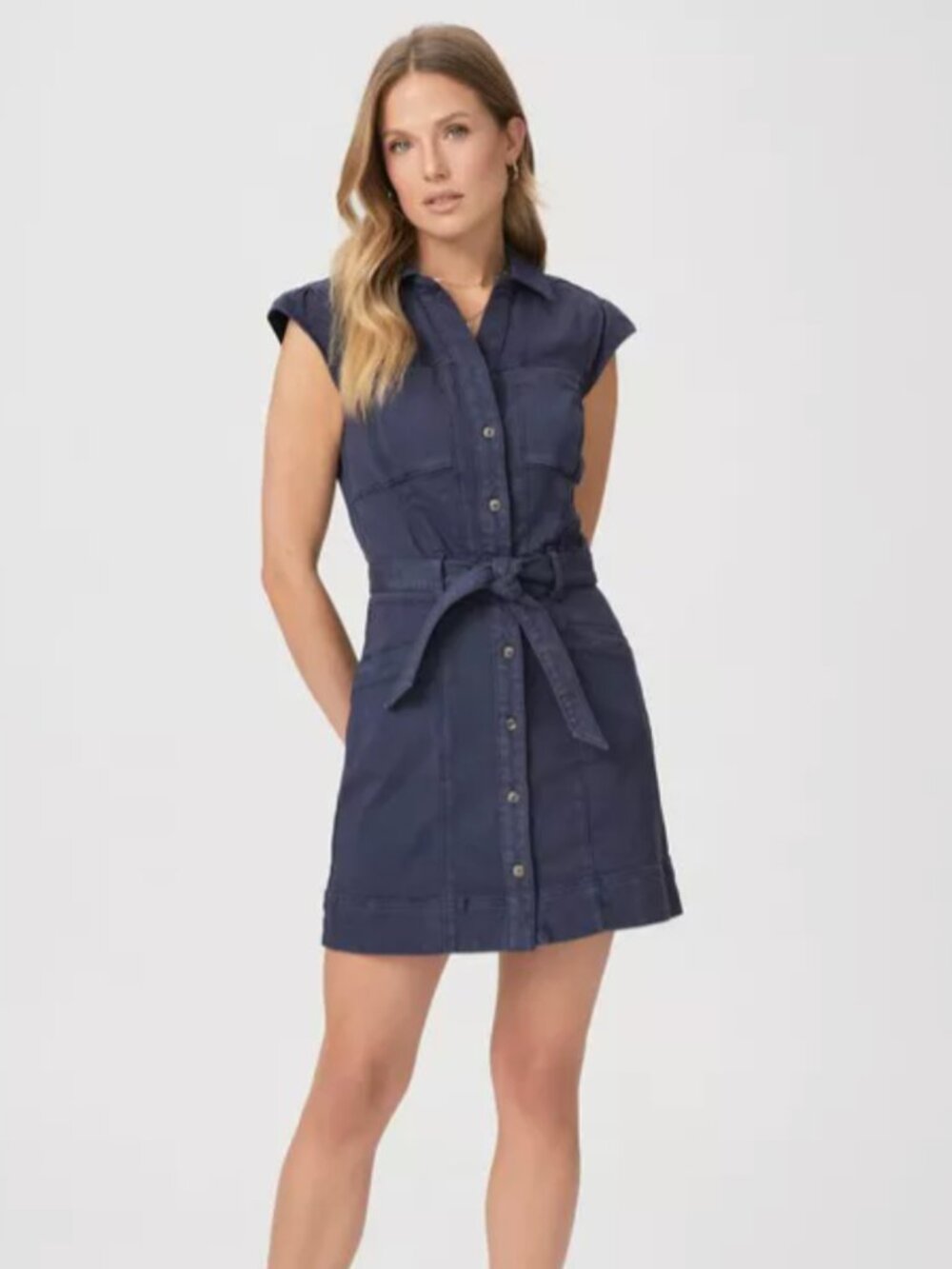 PAIGE Jaxson Belted Mini Shirt Dress